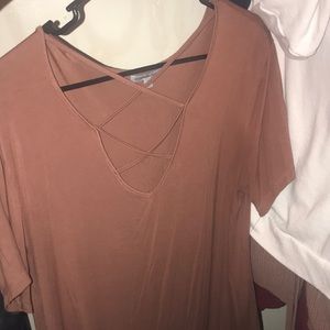 A short sleeve laced up shirt